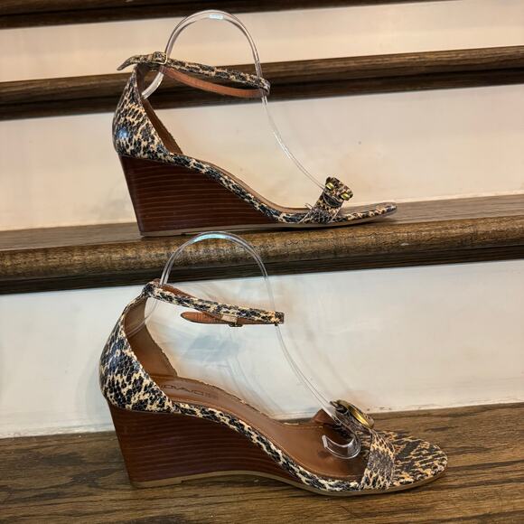 Coach Odetta Wedge With Signature Buckle Sandal Ankle Strap Size 9.5 - Picture 4 of 8